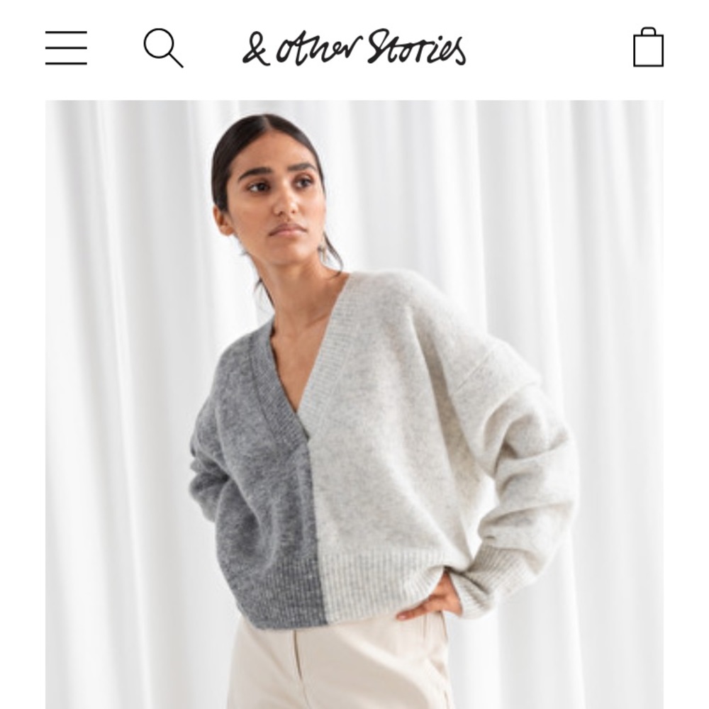 ISO & Other Stories Color Block V-Neck Sweater